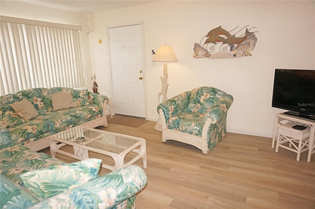 living room with light hardwood / wood-style flooring