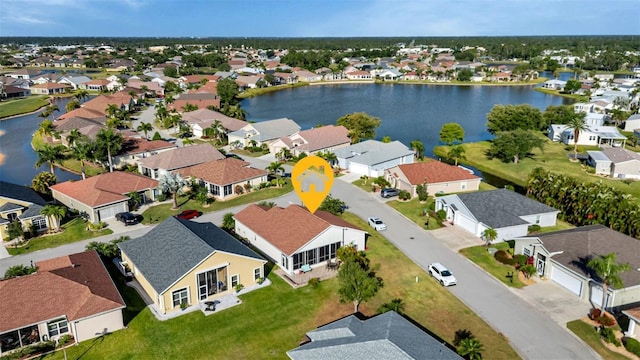 bird's eye view featuring a water view