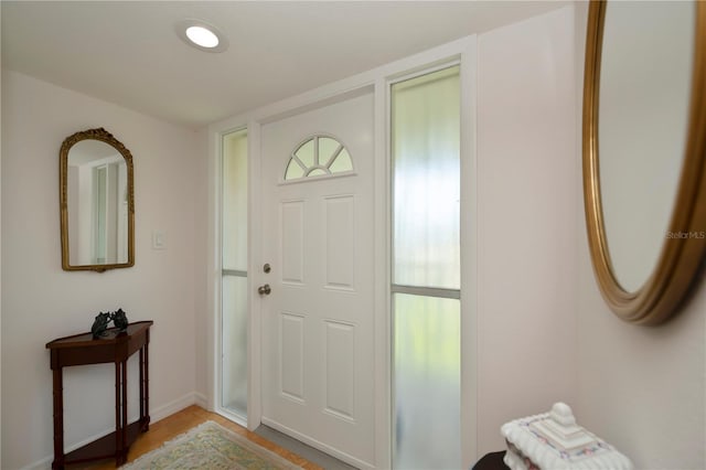 entrance foyer with hardwood / wood-style flooring