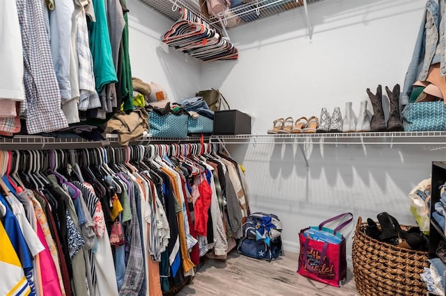 walk in closet featuring wood-type flooring