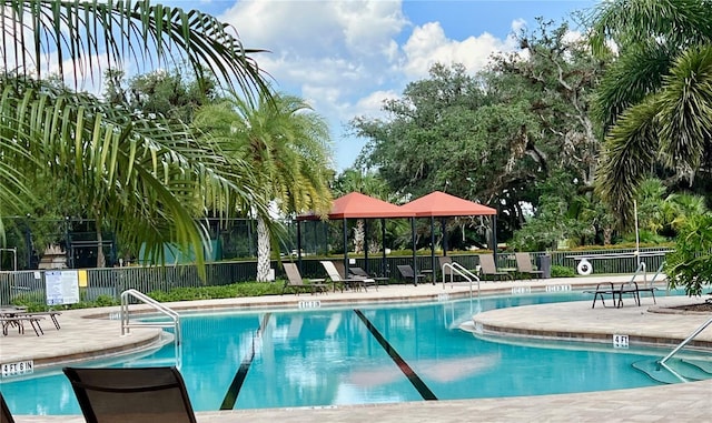 view of pool featuring a patio