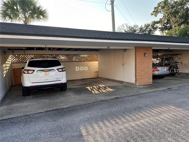 view of garage