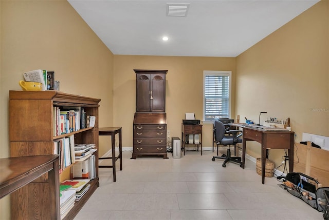 view of tiled home office