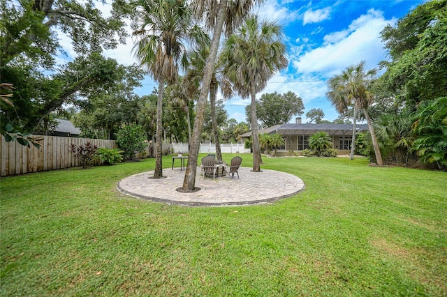 view of yard featuring a fenced backyard and a patio