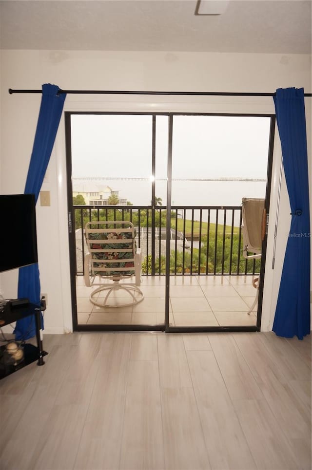 entryway with light wood-type flooring