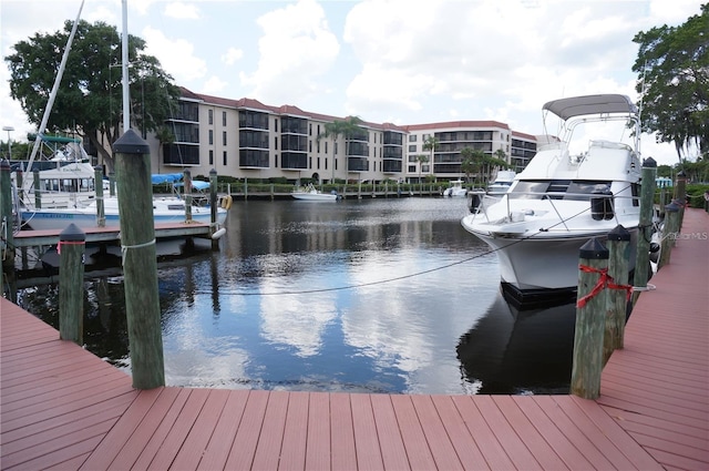 dock area with a water view