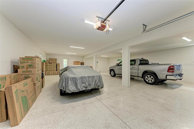 garage with a garage door opener