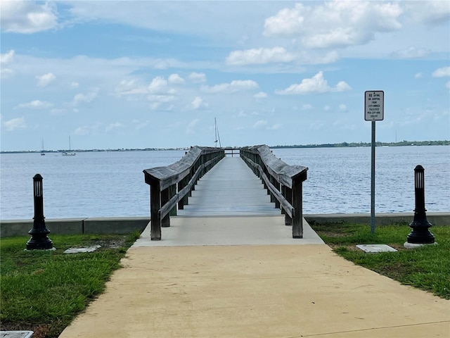 dock area featuring a water view