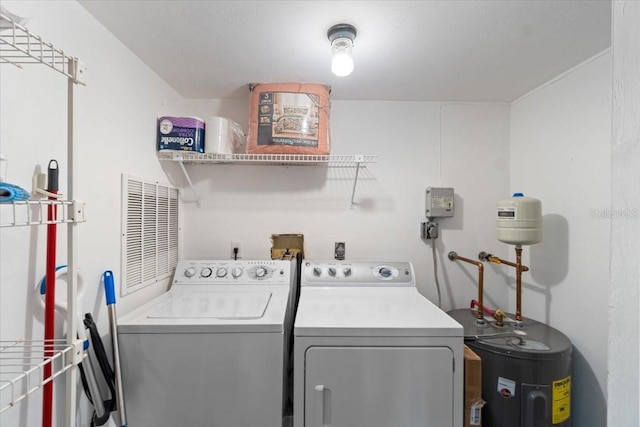 laundry room with washing machine and dryer and electric water heater