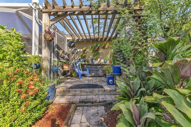 view of patio with a pergola