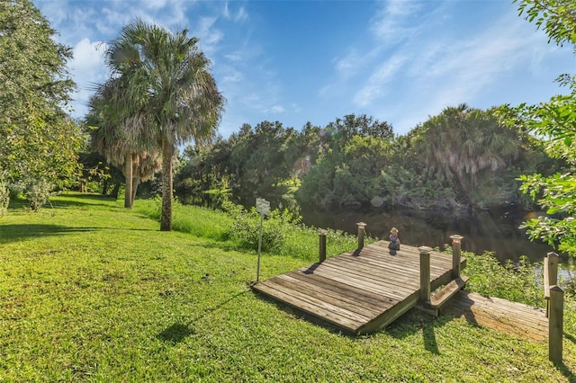 view of home's community featuring a water view and a yard