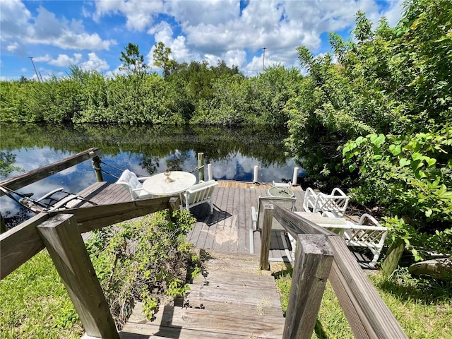 view of dock featuring a water view