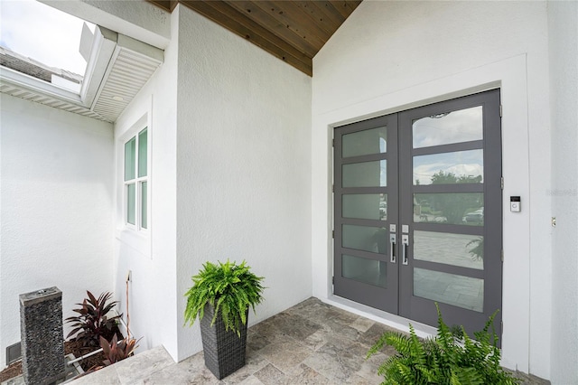 property entrance with french doors