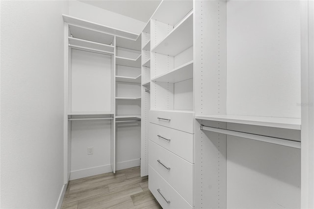 walk in closet featuring light hardwood / wood-style flooring