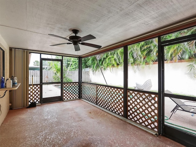 view of unfurnished sunroom