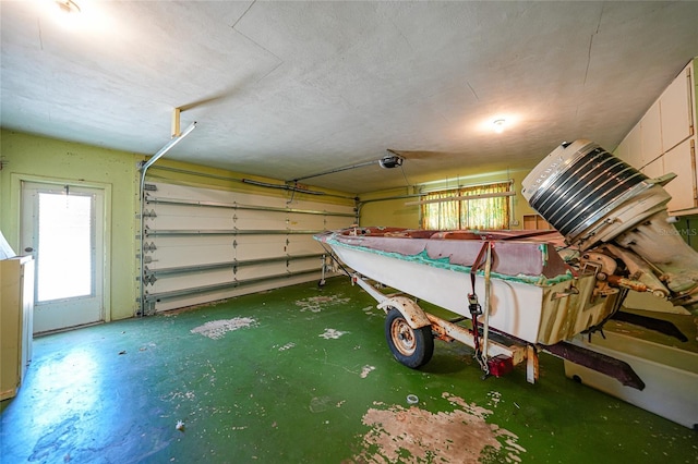 garage with a garage door opener