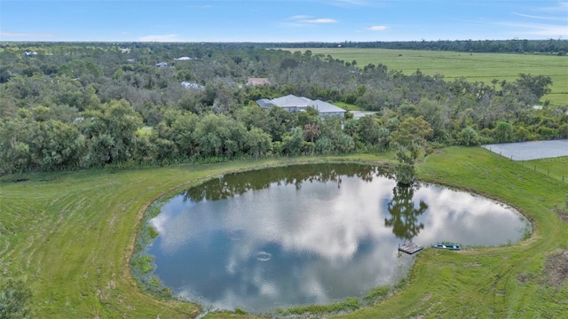 bird's eye view with a rural view and a water view