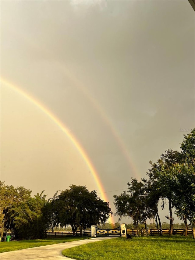 view of property's community with a yard