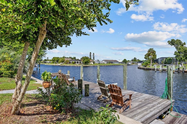 dock area featuring a water view