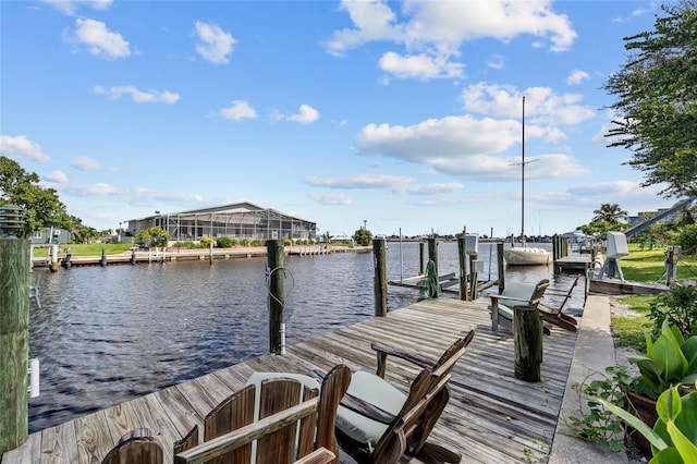 dock area featuring a water view