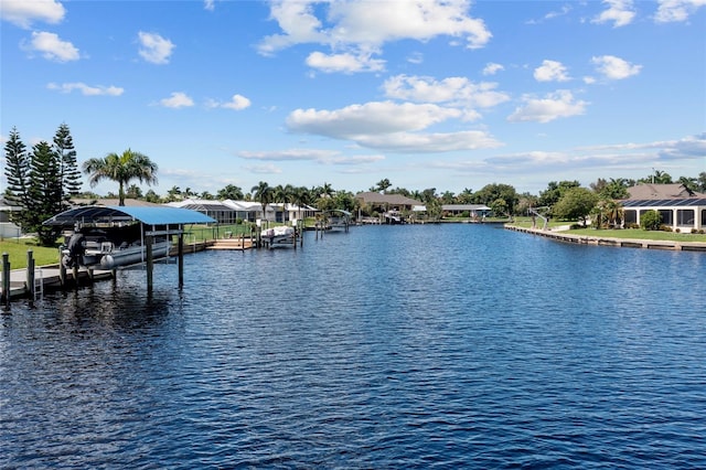 view of water feature featuring a boat dock