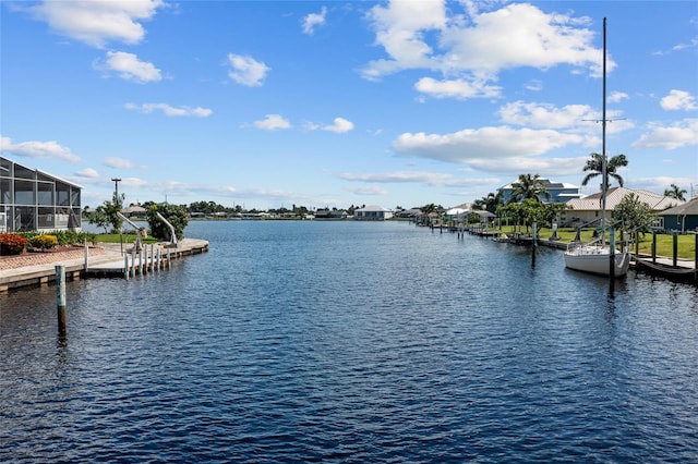 property view of water featuring a dock