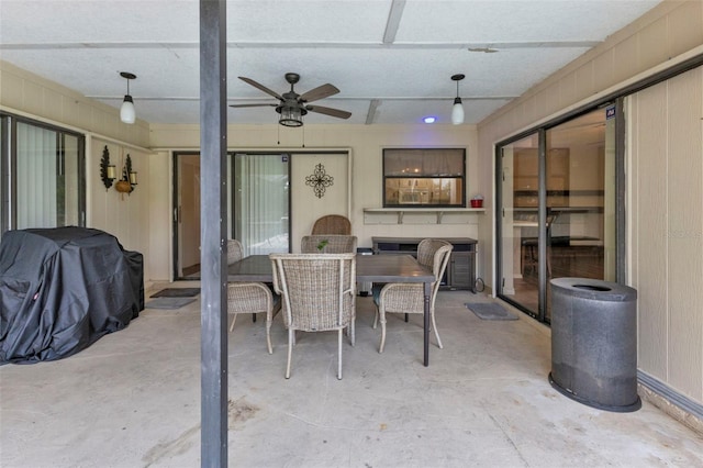 view of patio / terrace featuring ceiling fan and a grill