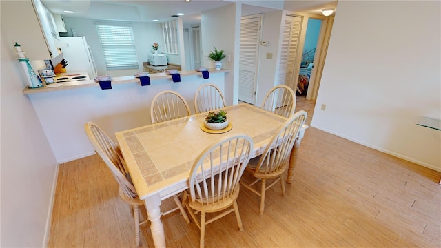 dining area with light hardwood / wood-style flooring