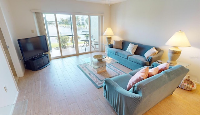 living room featuring light hardwood / wood-style floors