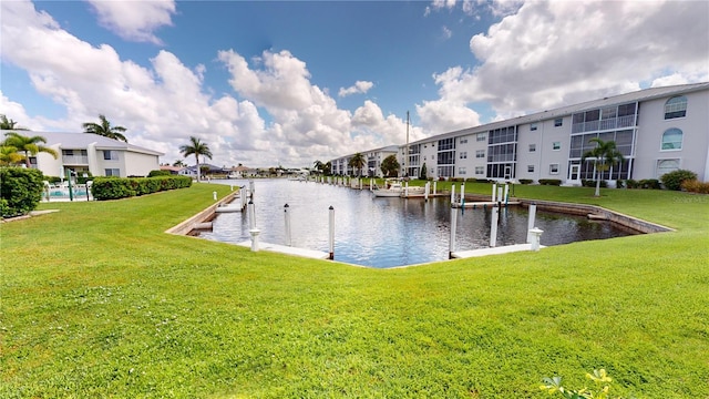 view of water feature featuring a dock