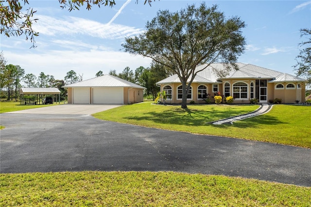 single story home featuring a front yard