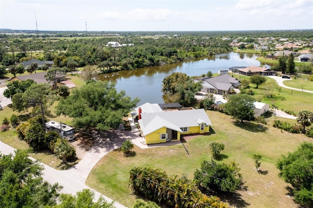 bird's eye view featuring a water view