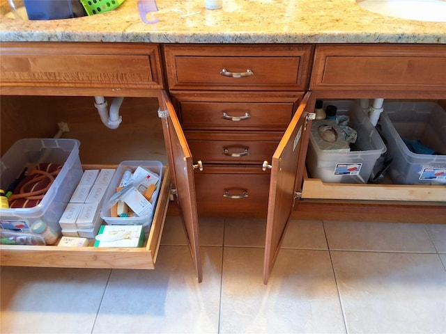 room details with sink and tile patterned floors