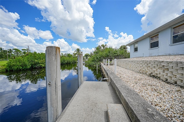 dock area with a water view