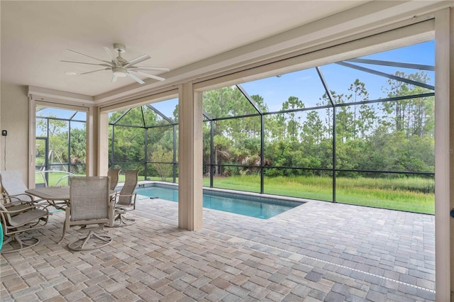 interior space with plenty of natural light and ceiling fan