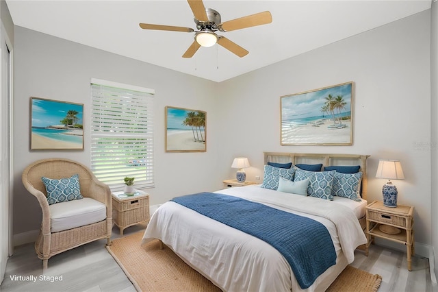 3159 Draper Ter, North Port, FL 34286 - bedroom featuring light wood finished floors and a ceiling fan