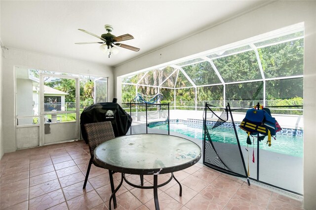 3159 Draper Ter, North Port, FL 34286 - sunroom / solarium with a pool and a ceiling fan