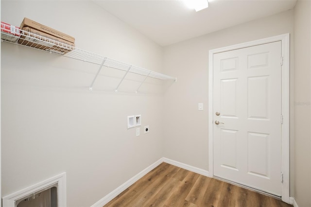 washroom with washer hookup, hardwood / wood-style floors, and hookup for an electric dryer