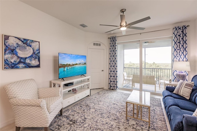 14131 Heritage Landing Blvd Unit 838, Punta Gorda, FL 33955 - living area featuring visible vents and ceiling fan