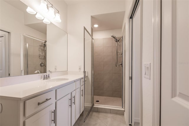 14131 Heritage Landing Blvd Unit 838, Punta Gorda, FL 33955 - full bath featuring tile patterned floors, a stall shower, and vanity