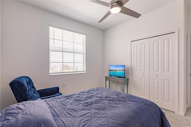 14131 Heritage Landing Blvd Unit 838, Punta Gorda, FL 33955 - carpeted bedroom featuring a closet and ceiling fan