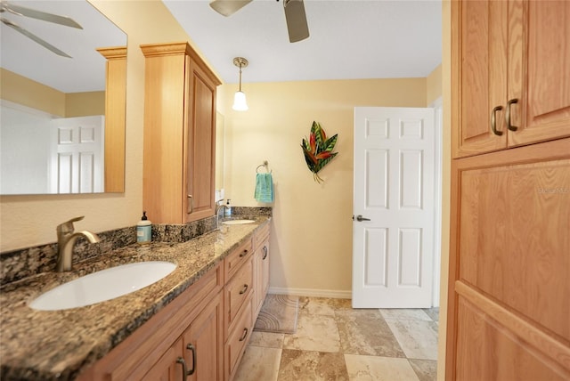 bathroom with vanity and ceiling fan