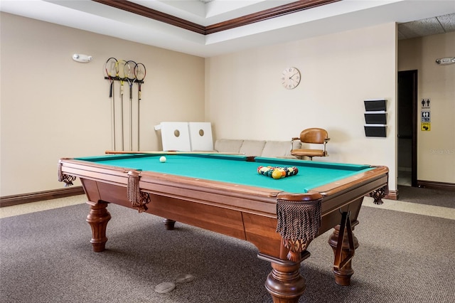 playroom with carpet flooring and pool table