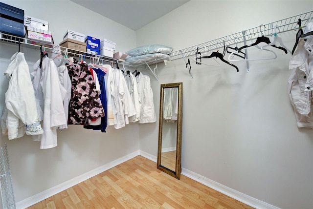 spacious closet featuring light wood-type flooring