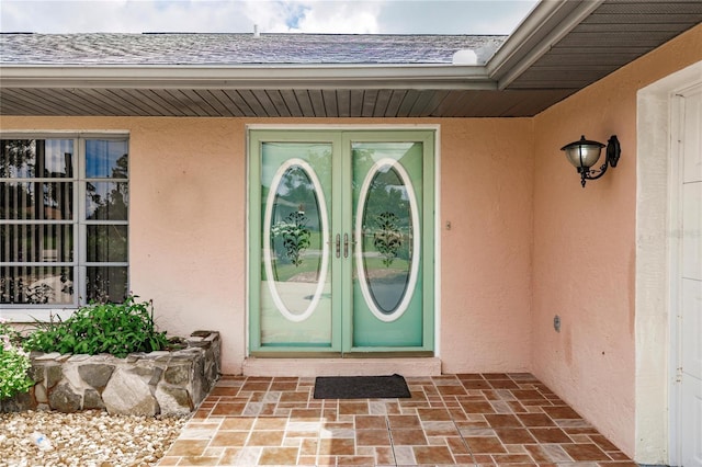 property entrance with french doors