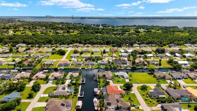 bird's eye view featuring a water view