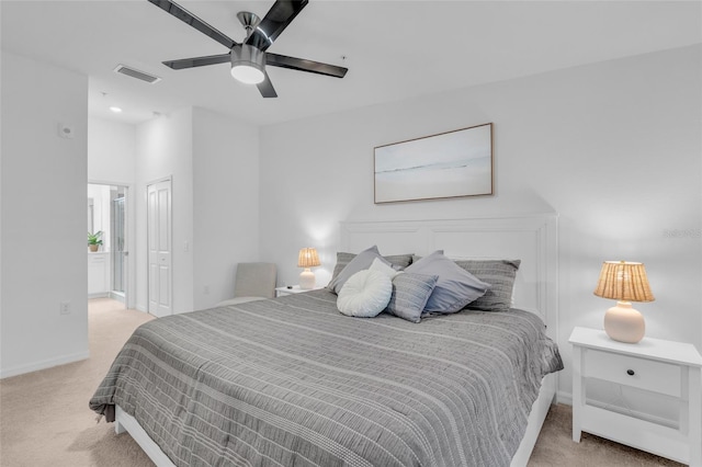 bedroom with carpet and ceiling fan