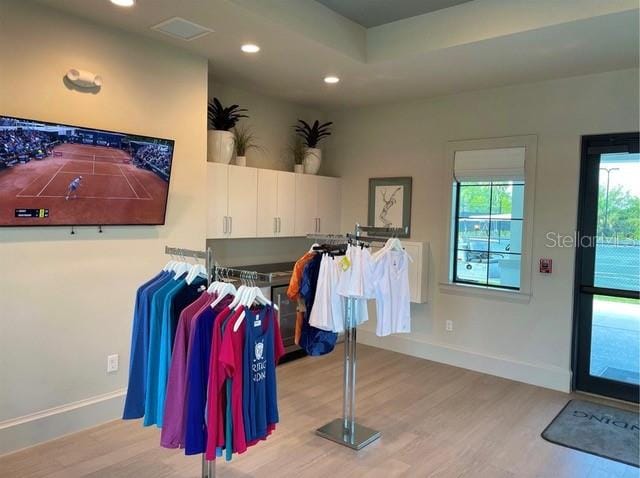 interior space with light hardwood / wood-style floors