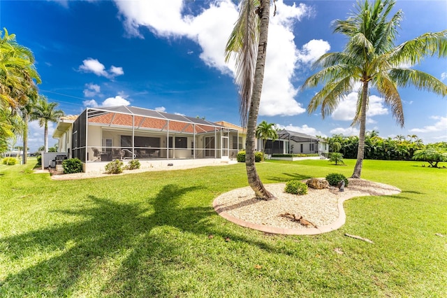 view of yard featuring a lanai