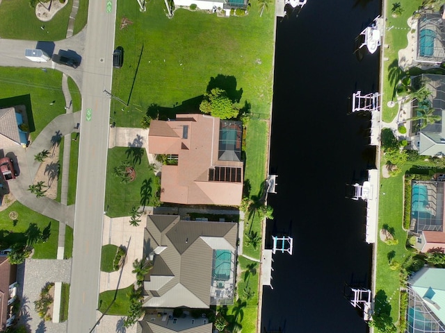 bird's eye view featuring a water view